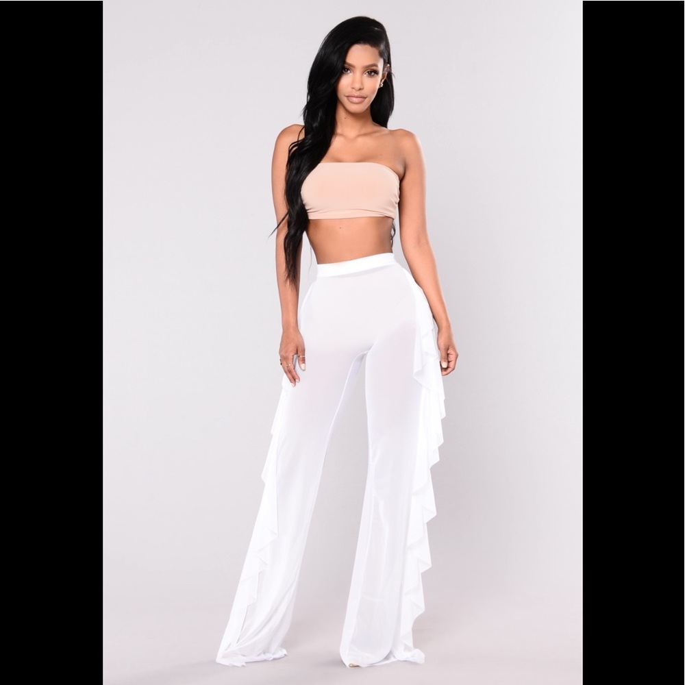 See Through Cover Up Pant - White